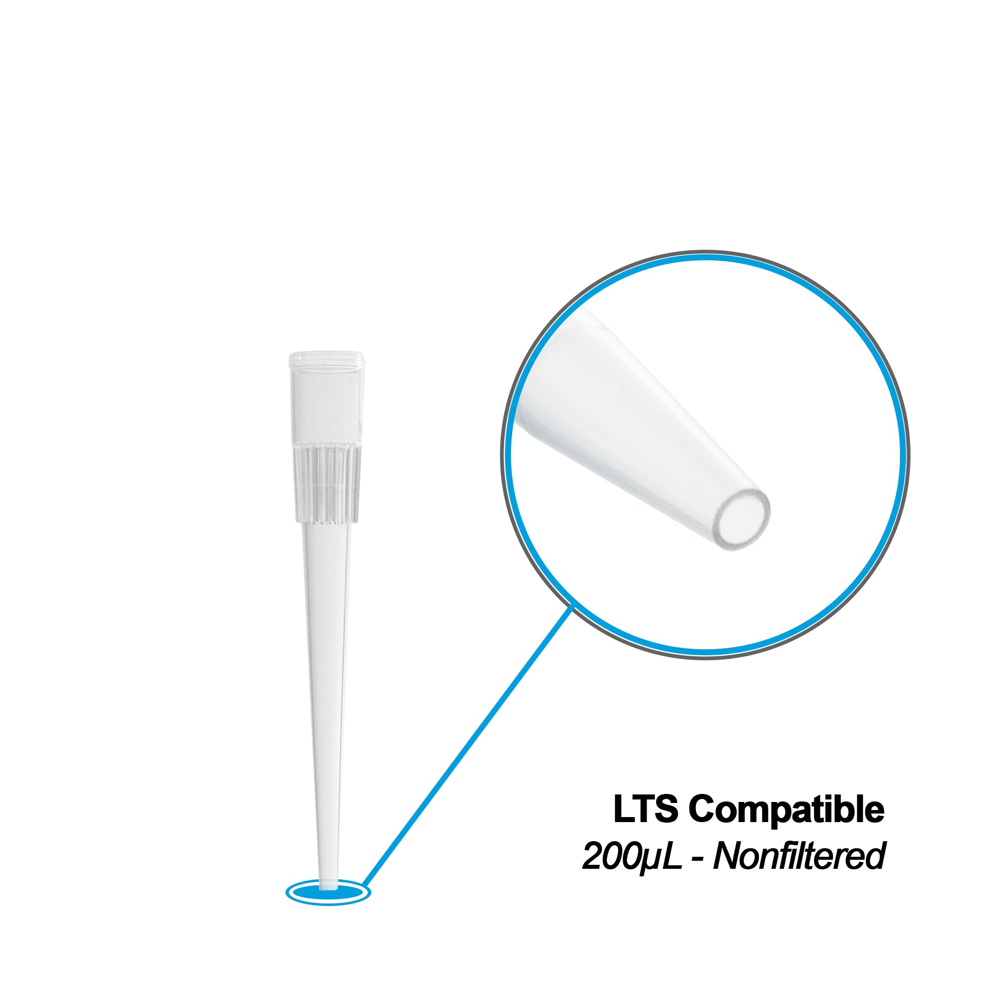 MTC Bio Ultra Low Force™ Wide-Bore Pipette Tips – LTS® Compatible – P4615-200WB 200 µL | Non-filtered | 960 per pack