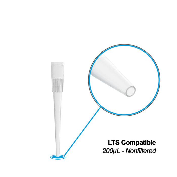 MTC Bio Ultra Low Force™ Wide-Bore Pipette Tips – LTS® Compatible – P4615-200WB 200 µL | Non-filtered | 960 per pack