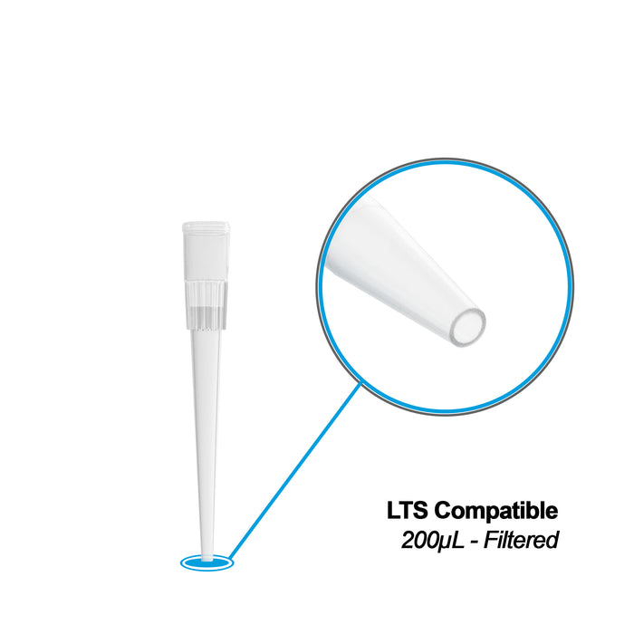MTC Bio Ultra Low Force™ Wide-Bore Pipette Tips – LTS® Compatible – P4615-200WBF 200 µL | Filtered | 960 per pack