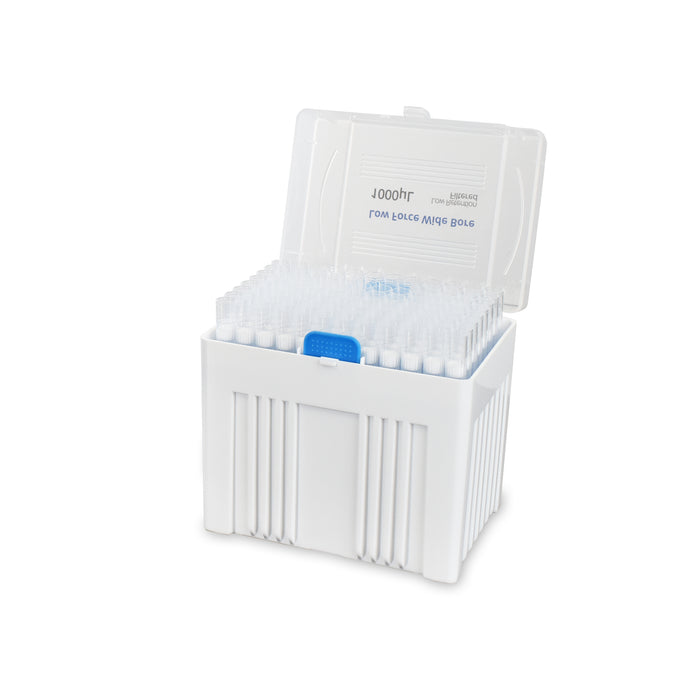 MTC Bio Ultra Low Force™ Wide-Bore Pipette Tips – LTS® Compatible – P4615-1000WB packaging or application