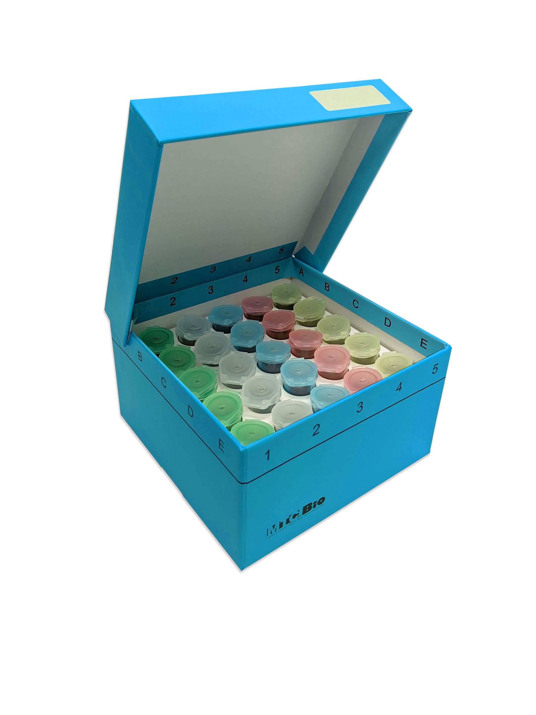 MacroTube® Vivid™ 5 mL Sterile Screw‑Cap Tubes with Printed Graduations C2580-25 | Freezer Box | Cardboard | Hinged Lid | Insert for 25 Snap-Cap 5mL Tubes | 5.25×5.25×3 in | Qty 5 Microcentrifuge Tubes MTC Bio
