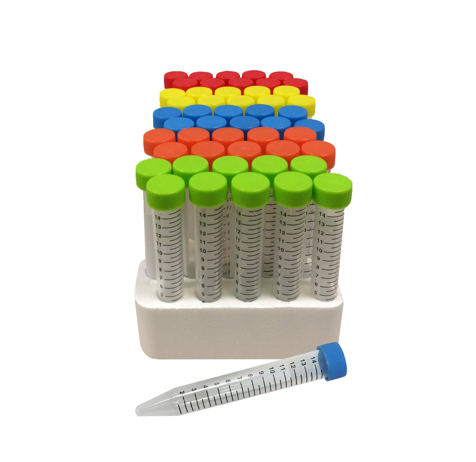 MTC Bio SpectraTube™ Rainbow-Cap Centrifuge Tubes – 15 & 50 mL — manufacturer image