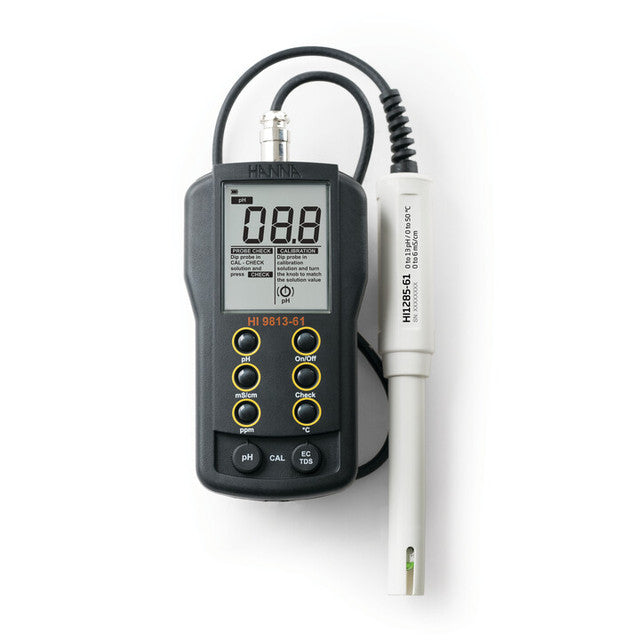 Hanna Instruments HI9813‑61 pH/EC/TDS/Temperature Meter with CAL Check Portable Multiparameter Meter Hanna Instruments