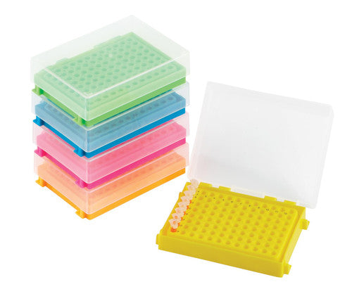 96-Well PCR Tube Rack – Stable, Color-Coded Storage for 0.2 mL Tubes & Strips (5 Pack) Assorted (Blue | Green | Pink | Yellow | Orange) PCR Tube Rack Heathrow Scientific