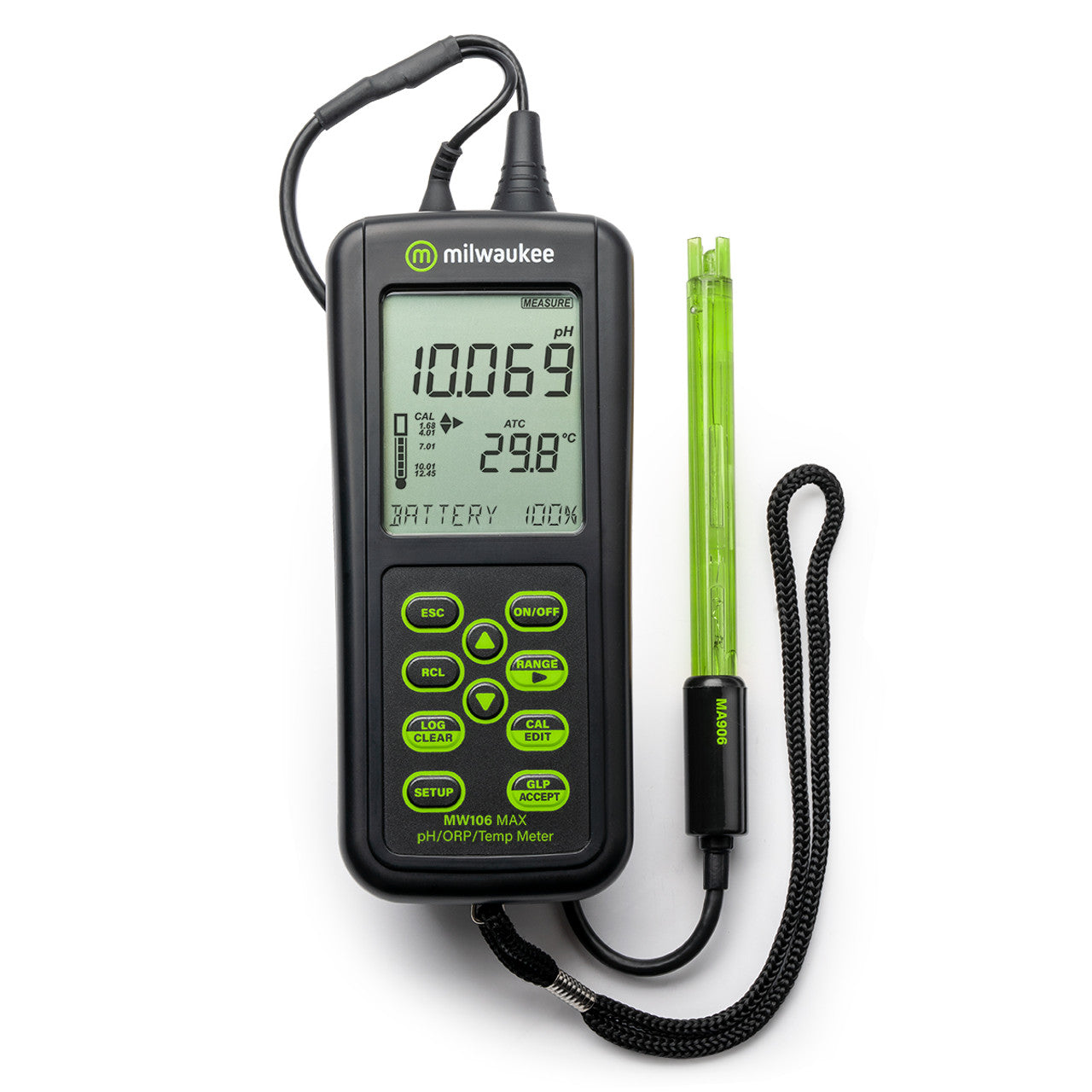 Milwaukee MW106 MAX Waterproof pH/ORP/Temp Logging Portable Meter Milwaukee Instruments