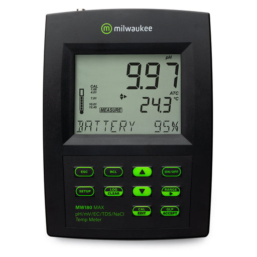 Milwaukee MW180 MAX pH/mV/EC/TDS/NaCl/Temp Bench Meter with Logging Milwaukee Instruments