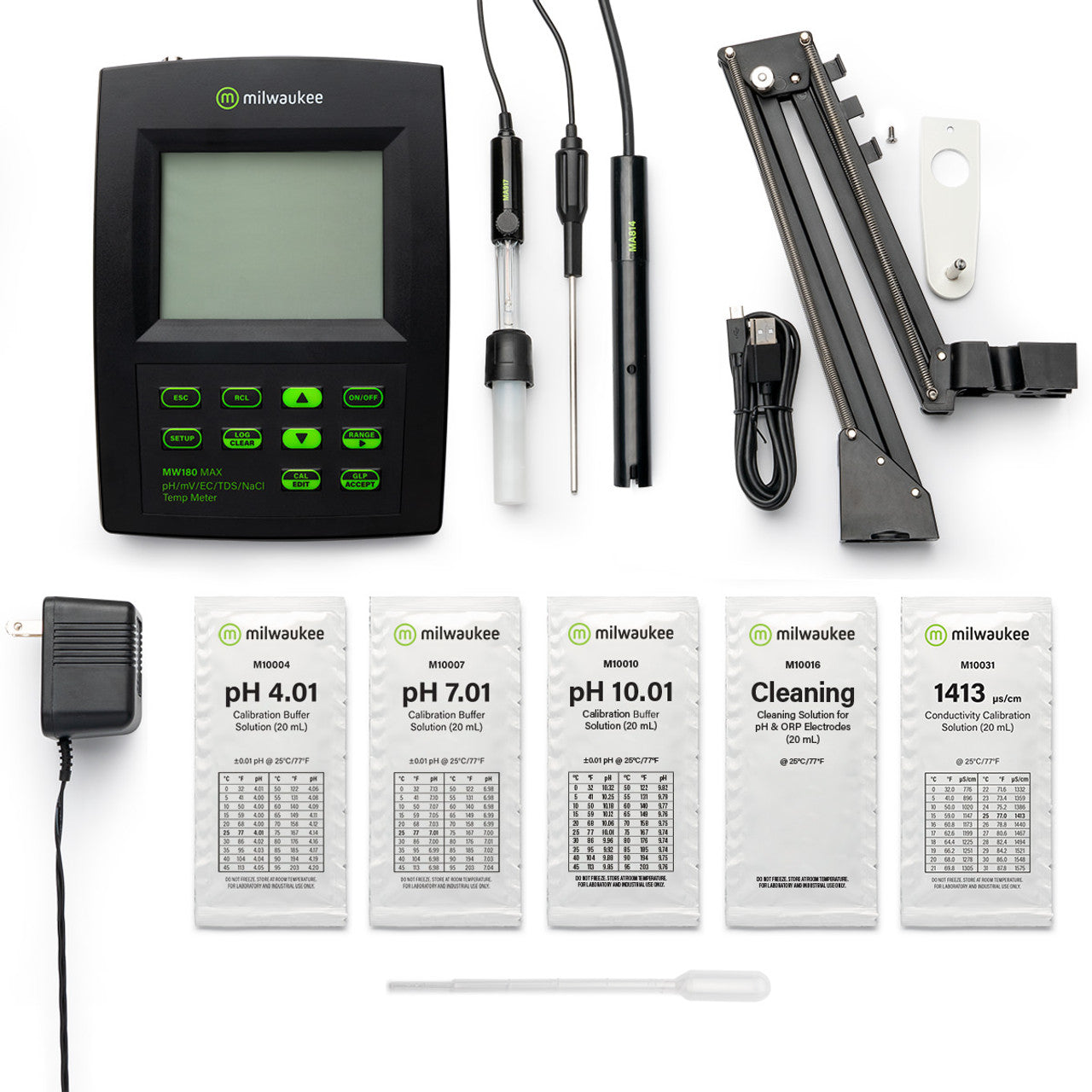 Milwaukee MW180 MAX pH/mV/EC/TDS/NaCl/Temp Bench Meter with Logging Milwaukee Instruments