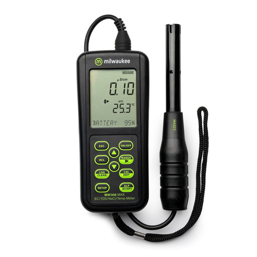 Milwaukee MW306 MAX Waterproof EC/TDS/NaCl/Temp Logging Portable Meter Milwaukee Instruments