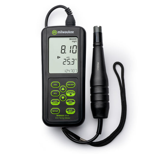 Milwaukee MW605 MAX Waterproof Galvanic Dissolved Oxygen Meter With Automatic Calibration Milwaukee Instruments