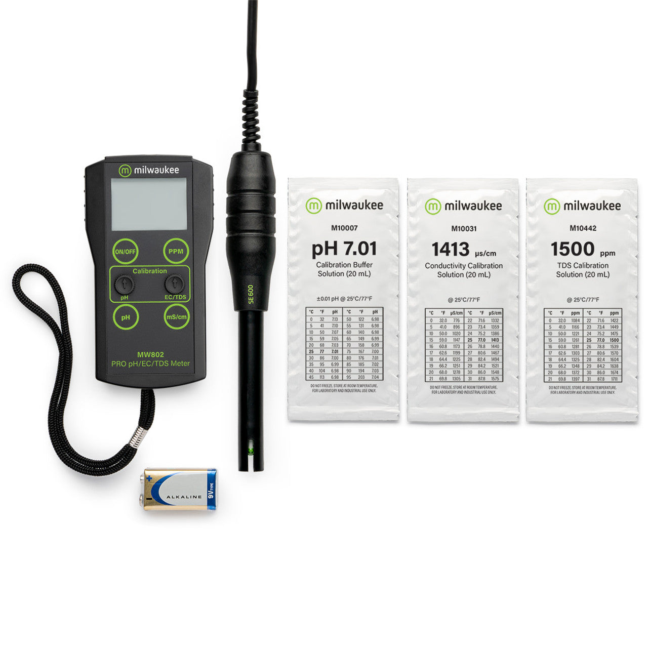 Milwaukee MW802 PRO 3-in-1 pH, EC, TDS Combo Meter with ATC Milwaukee Instruments