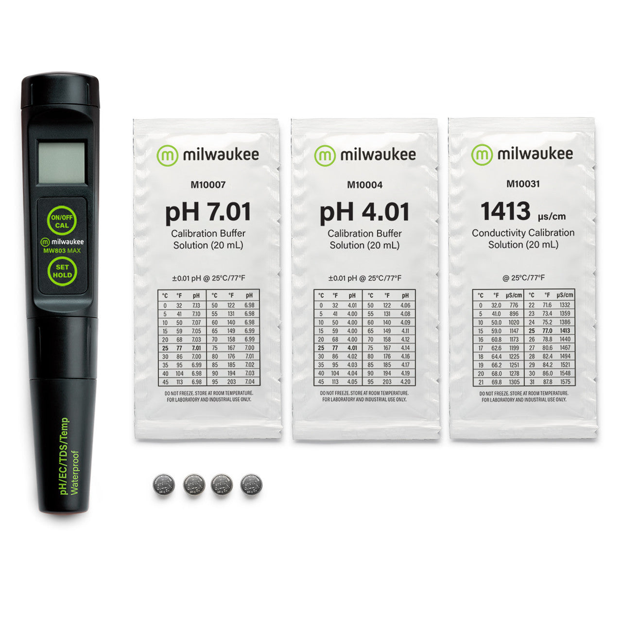 Milwaukee MW803 MAX Waterproof Low Range 4-in-1 pH / EC / TDS/Temp Tester with Replaceable Probe Milwaukee Instruments