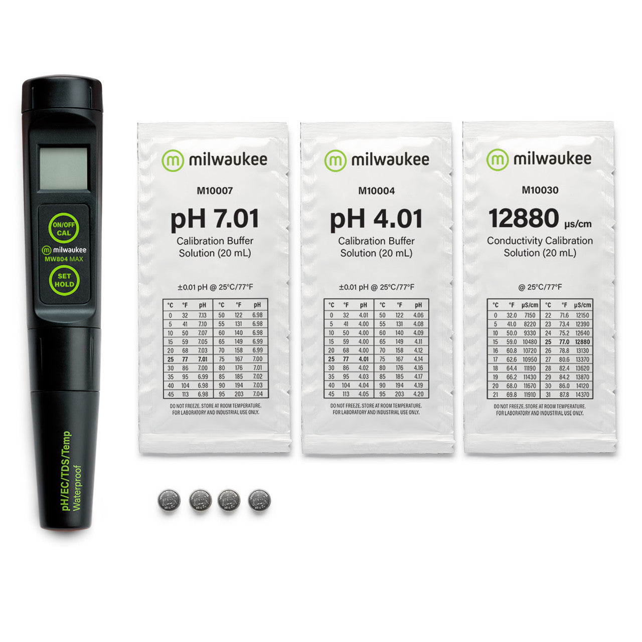 Milwaukee MW804 MAX Waterproof 4-in-1 pH / EC / TDS/Temp Tester with Replaceable Probe Milwaukee Instruments