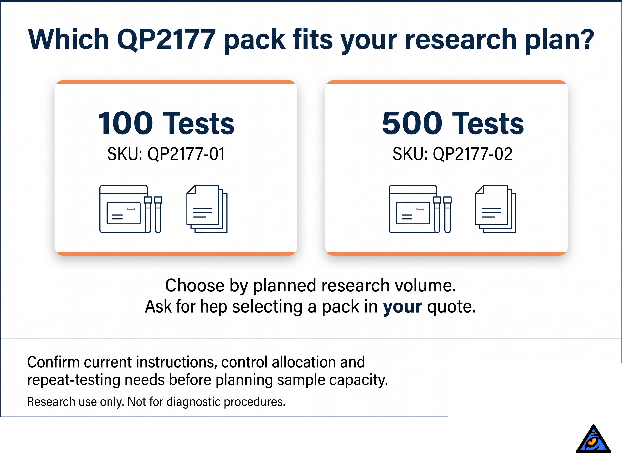 QP2177 pack selection: QP2177-01 100 Tests and QP2177-02 500 Tests