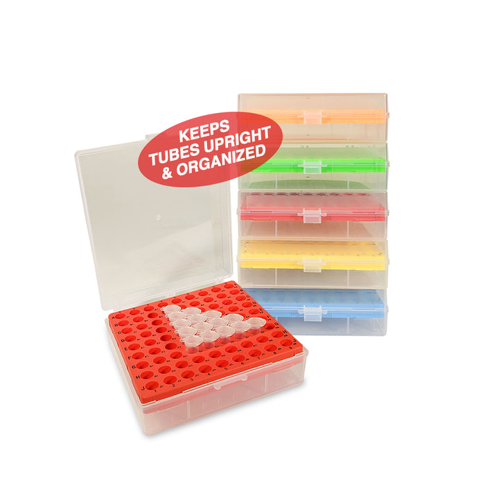 MTC Bio Tube Racks & Storage Boxes – Microtube, Conical, PCR & Freezer, Rainbow Packs BetterBox Storage Box · 81 × 1.5 2.0 mL · 5 pk Rainbow Pack (Assorted) Tube Racks MTC Bio