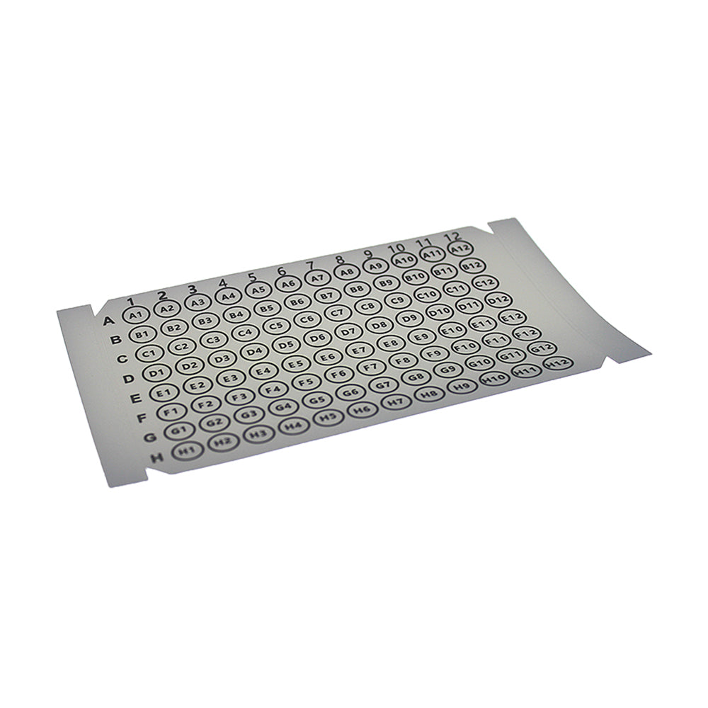 MTC Bio PCR & qPCR Sealing Films and Foils – Optical, Pressure-Activated, Aluminum, Sterile SF061PP-SLT-PRT | ILP Indexed Film | Pre-Slit 96-Well, PP, Printed Alphanumerics, 3.1 mil | Non-Sterile | 500 cs Sealing Films MTC Bio