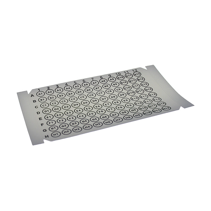 MTC Bio PCR & qPCR Sealing Films and Foils – Optical, Pressure-Activated, Aluminum, Sterile SF061PP-SLT-PRT | ILP Indexed Film | Pre-Slit 96-Well, PP, Printed Alphanumerics, 3.1 mil | Non-Sterile | 500 cs Sealing Films MTC Bio