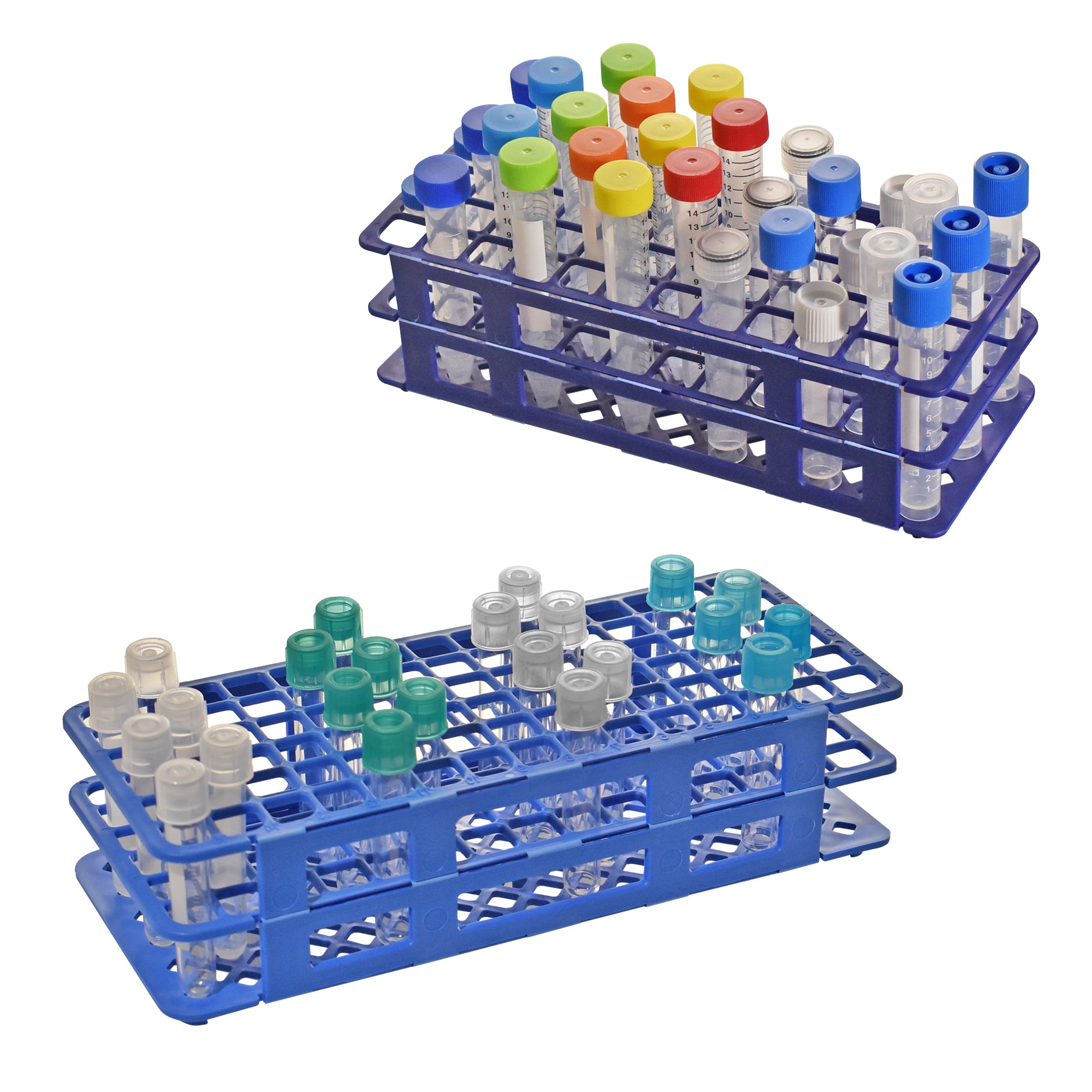MTC Bio Test Tube Racks – 90-Place 12–14 mm & 60-Place 15–17 mm, Autoclavable PP, 5/Pack Test Tube Racks MTC Bio