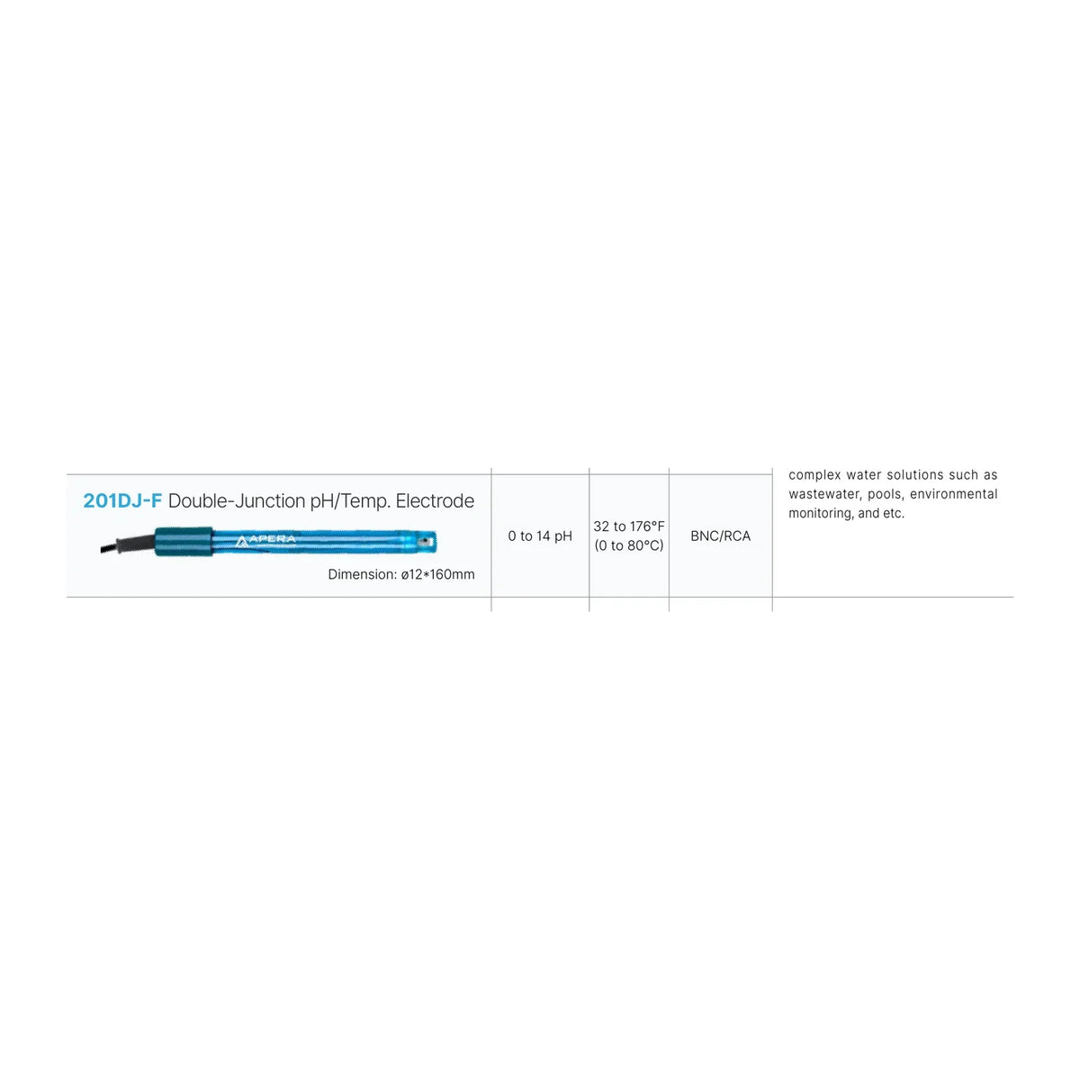 Apera 201DJ-F Double-Junction pH/Temperature Electrode, BNC/RCA (AI1319) pH Electrode Apera Instruments