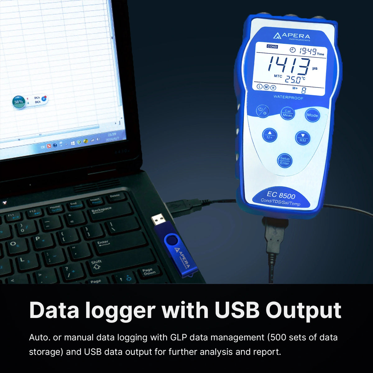 Apera EC8500 Portable Conductivity Meter Kit with 2301T-S Probe Portable Conductivity Meter Apera Instruments