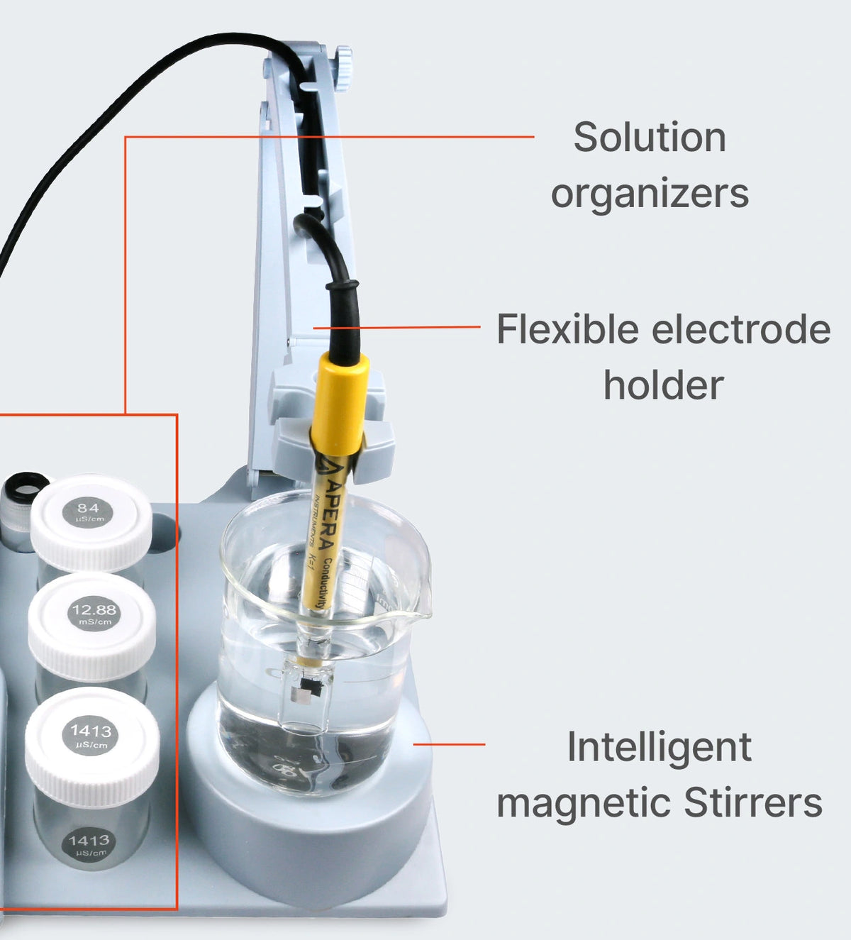606 TestBench holder, solution organizers and magnetic stirrer