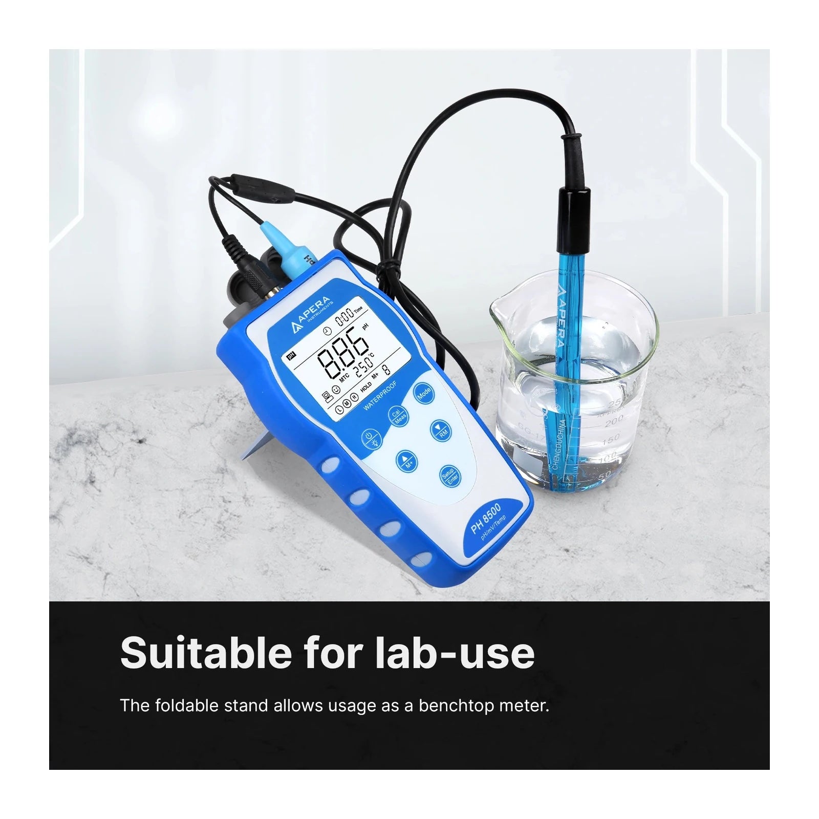 Apera PH8500-A Portable pH Meter with Temperature Probe Only and GLP Data Logging (AI5592) Portable pH Meter Apera Instruments