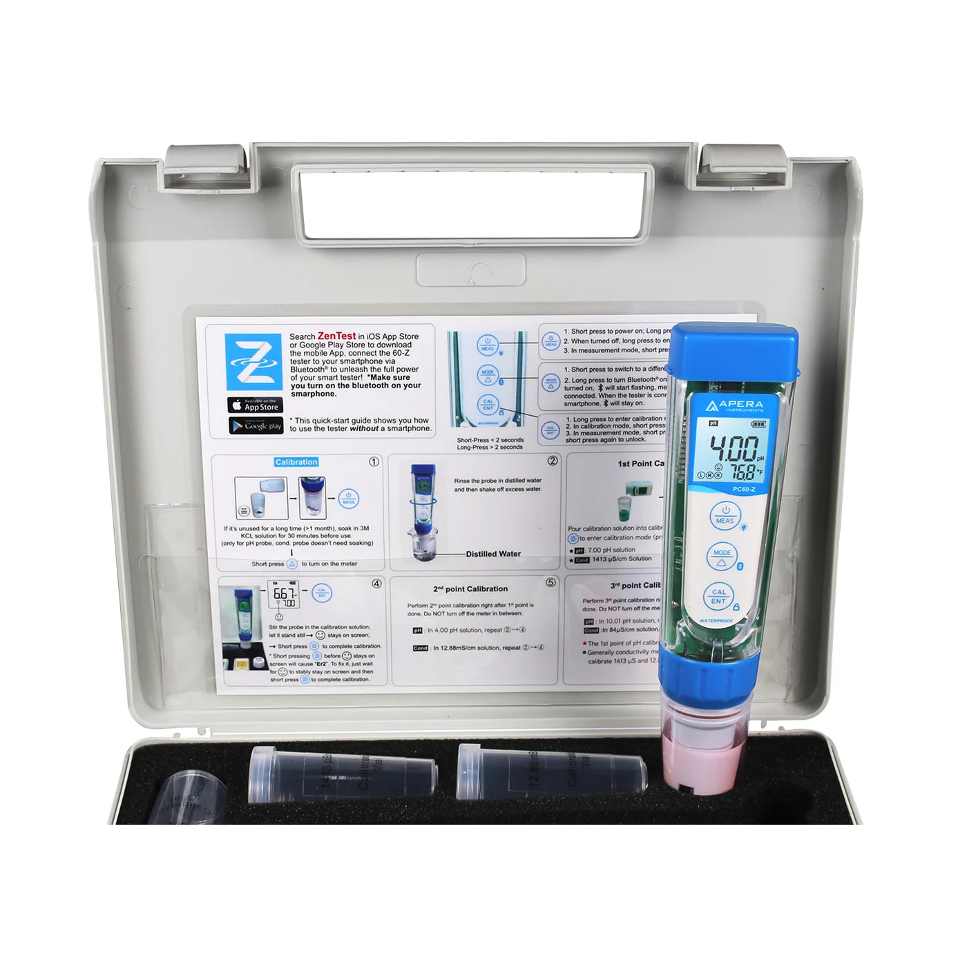 Apera PC60-Z ZenTest pH and Conductivity Combo Tester Kit Smart pH/Conductivity Tester Apera Instruments