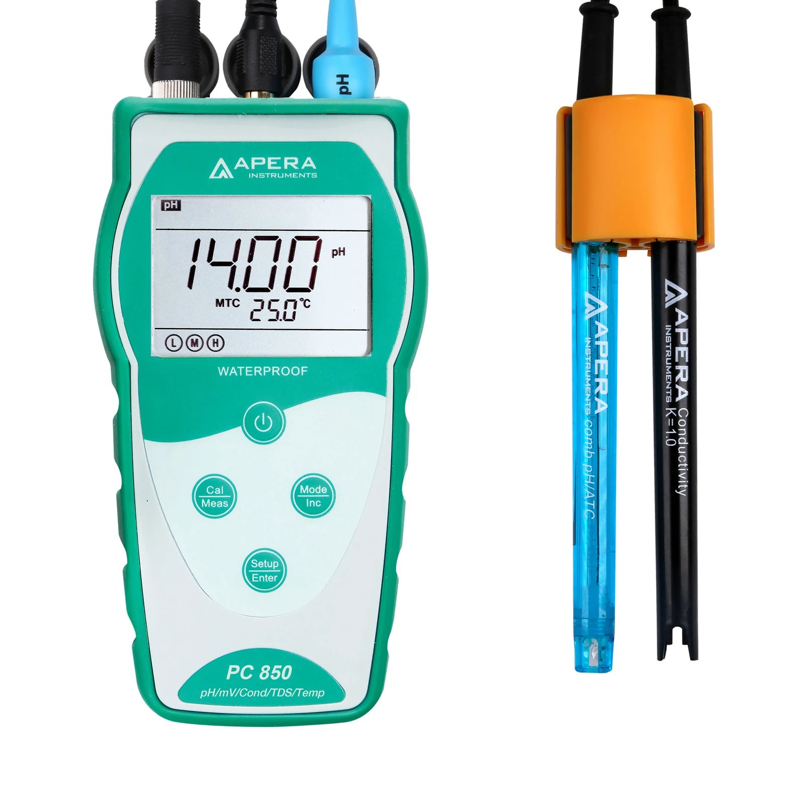Apera PC850 Value meter with its supplied electrodes