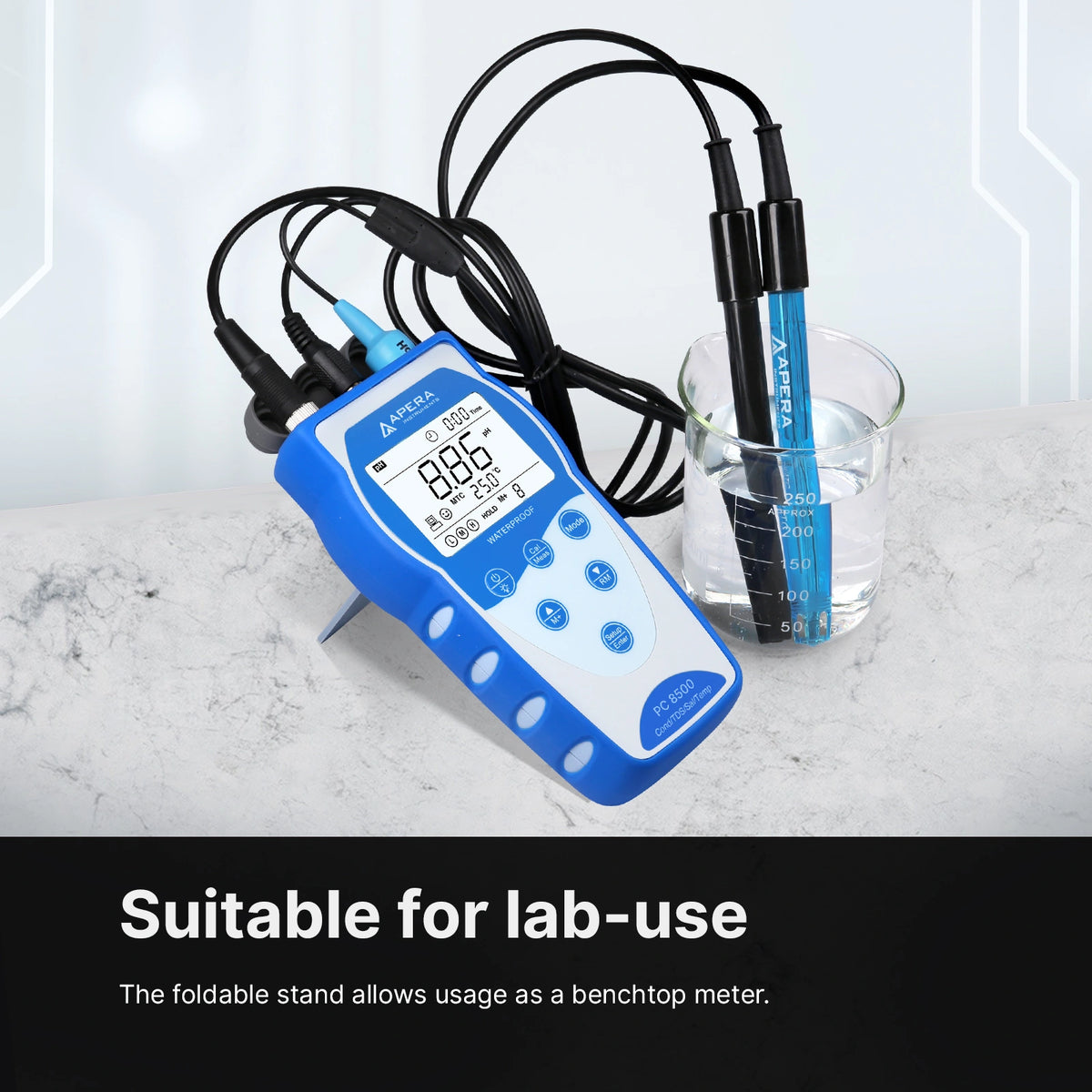 Apera PC8500 Portable pH and Conductivity Meter Kit with USB Data Logging Portable pH and Conductivity Meter Apera Instruments