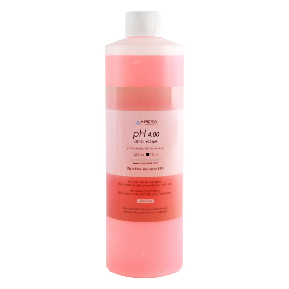 Apera pH 4.00 Calibration Buffer Solution, 8 oz or 16 oz 16 oz pH Calibration Buffer Apera Instruments