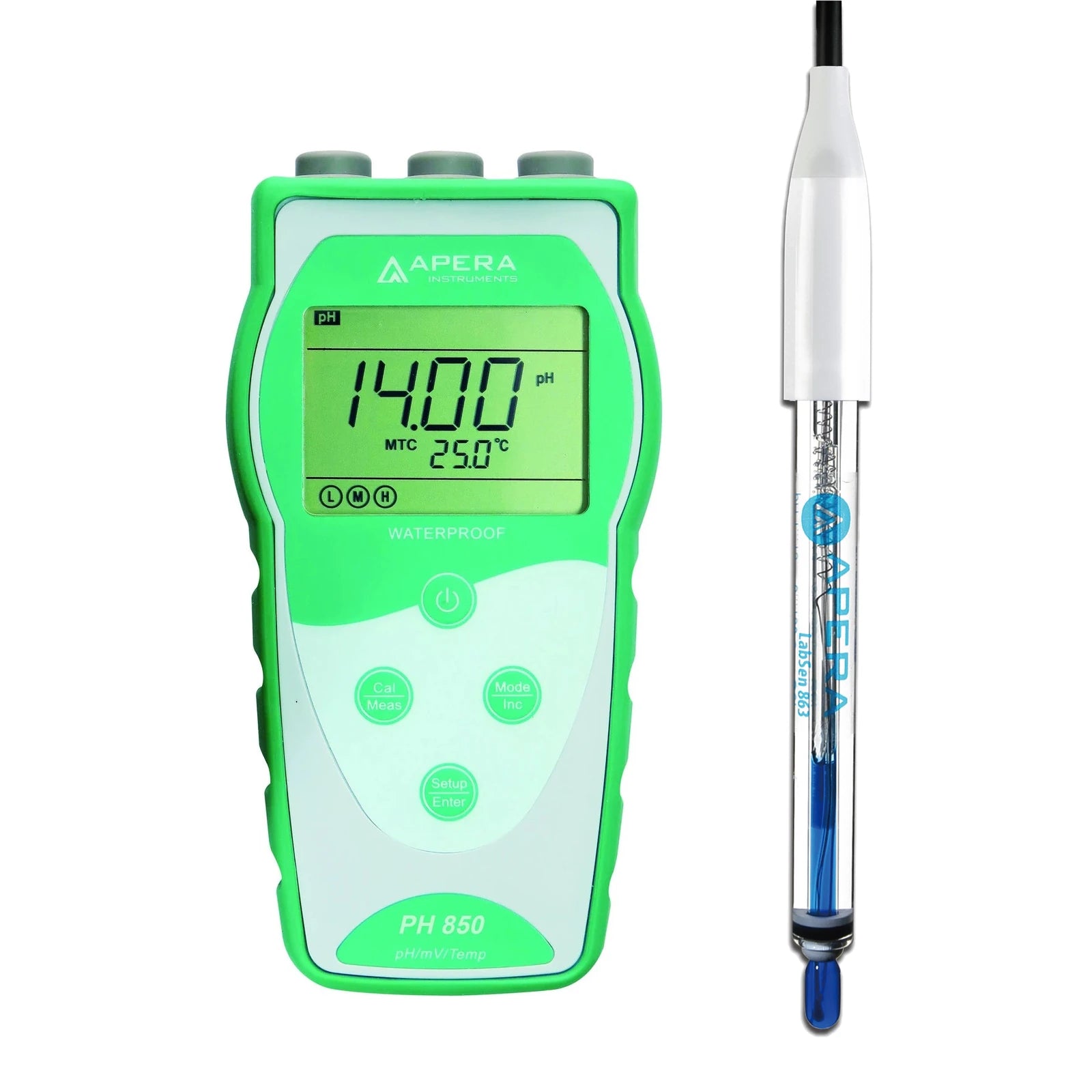 Apera PH850-HT Portable pH Meter Kit with LabSen 863 for High-Temperature and Caustic Solutions Value Portable pH Meter Apera Instruments