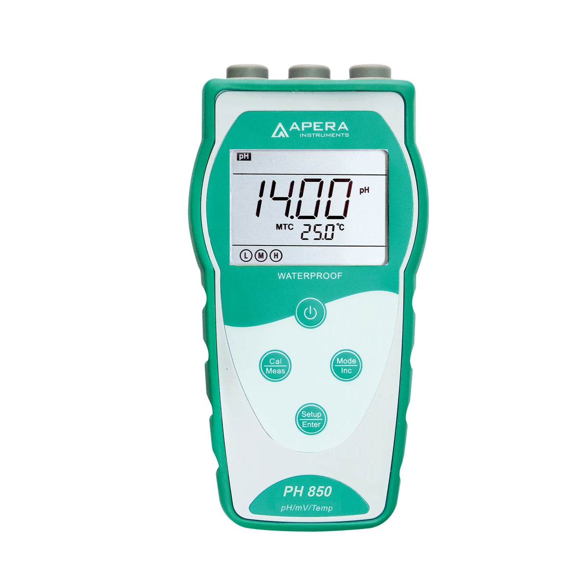 Actual PH850 Value display and controls, with pH and temperature shown together.