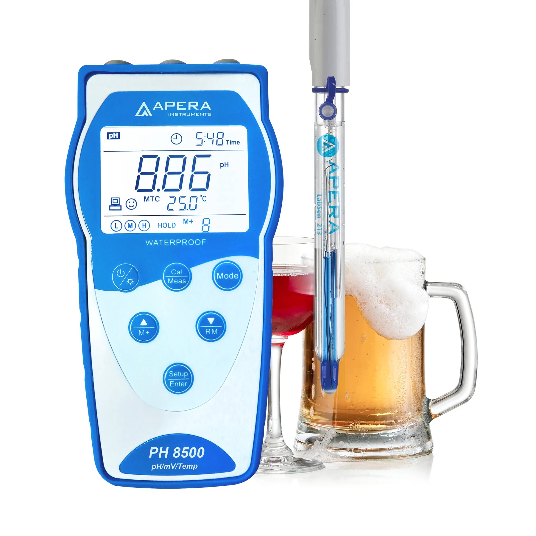PH8500-BR meter with LabSen 213 glass pH and temperature electrode