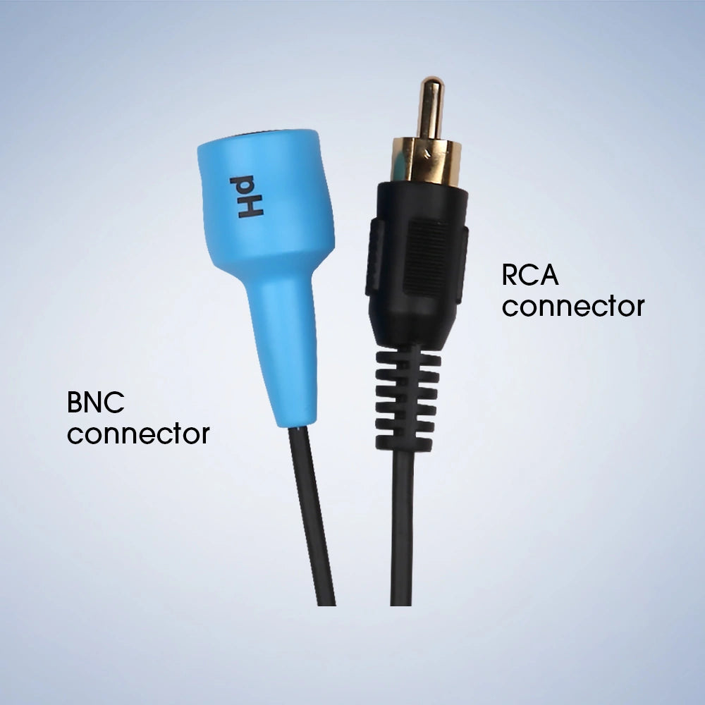 Blue BNC pH connector and black RCA temperature connector for LabSen 823