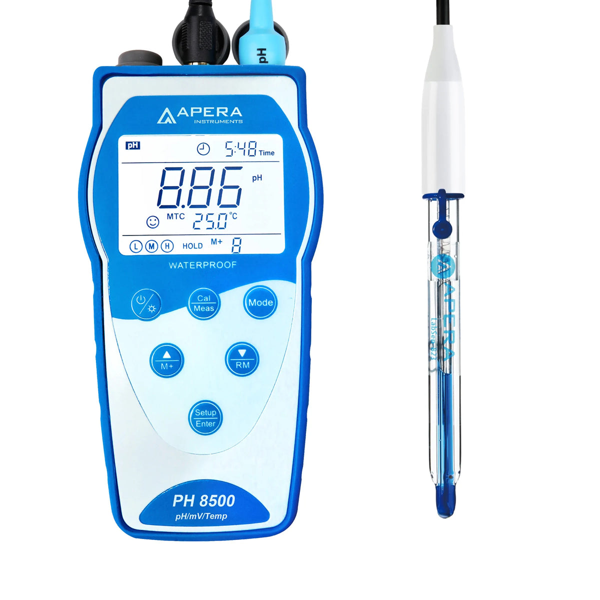 PH8500-DP meter with LabSen 823 glass pH and temperature electrode