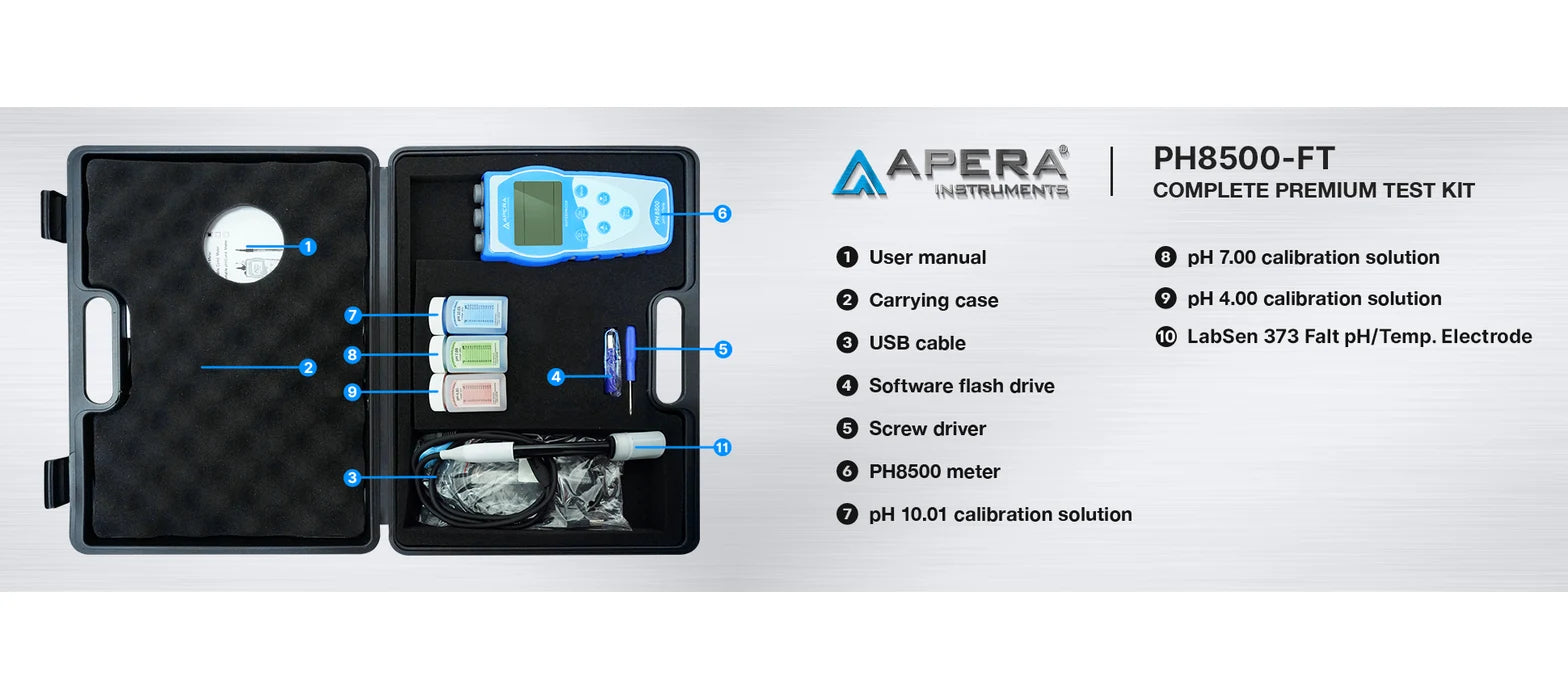 PH8500-FT exact kit photograph with labeled packing contents