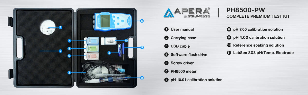 Apera PH8500-PW Portable pH Meter Kit with LabSen 803 Pure Water Electrode Portable pH Meter Apera Instruments
