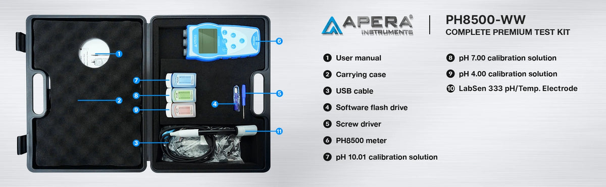 Apera PH8500-WW Portable pH Meter Kit with LabSen 333 Wastewater Electrode Portable pH Meter Apera Instruments