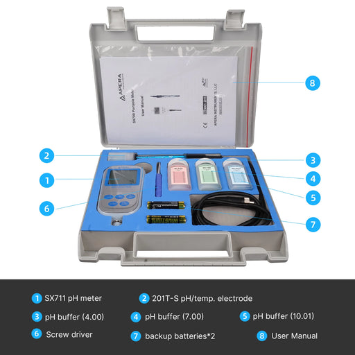 Apera SX711 Portable pH/mV Meter Kit with 201T-S Electrode Portable pH/mV Meter Apera Instruments