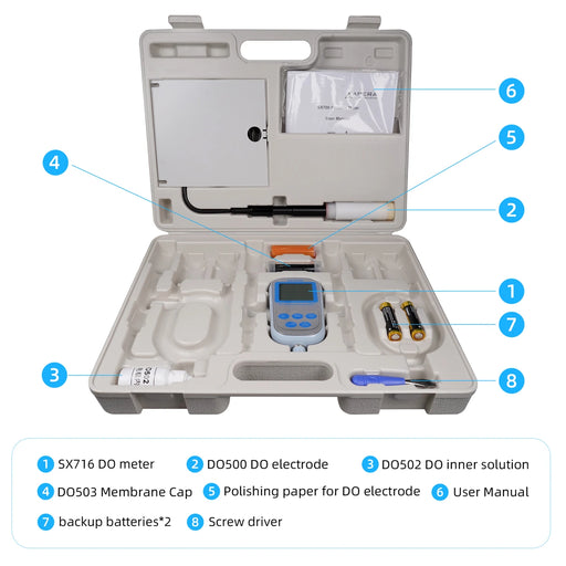 Apera SX716 Portable Dissolved Oxygen Meter Kit with DO500 Polarographic Probe Portable Polarographic Dissolved Oxygen Meter Apera Instruments