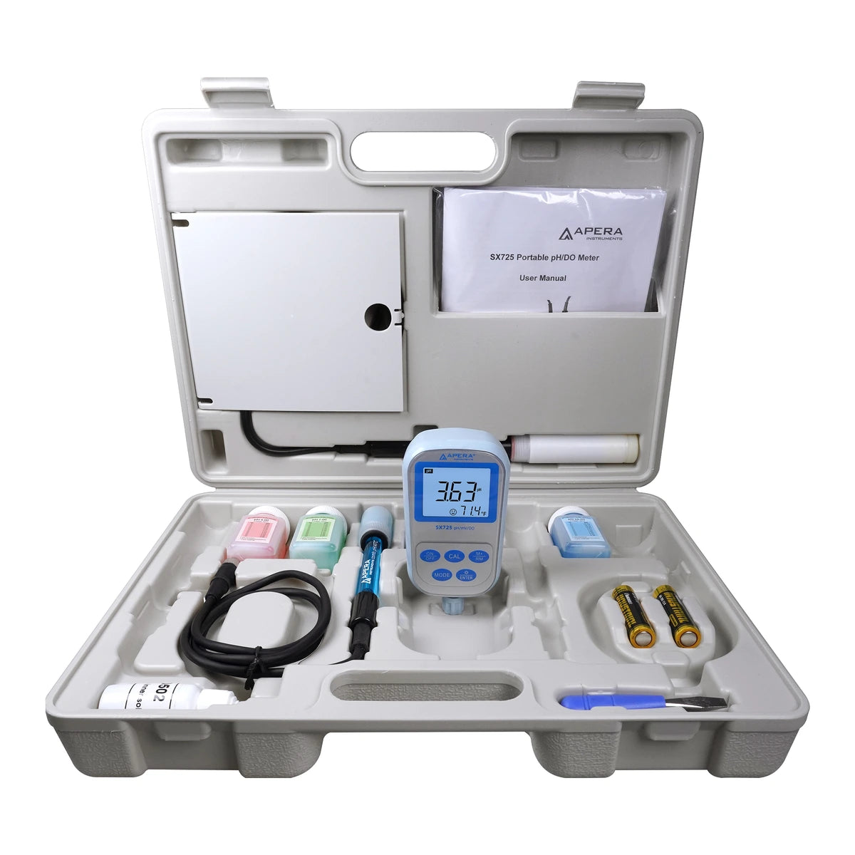 Apera SX725 Portable pH and Dissolved Oxygen Meter Kit with DO500 Polarographic Probe Portable Multiparameter Meter Apera Instruments