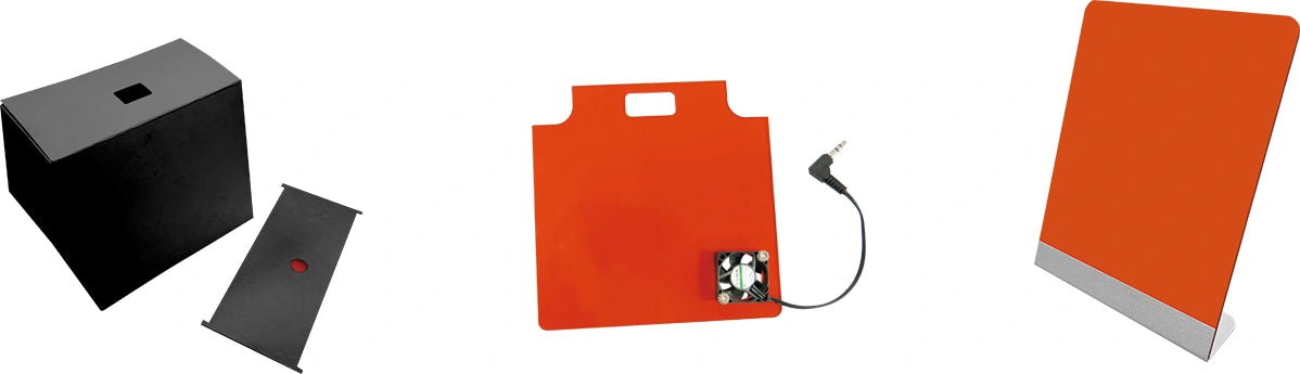 Optional observation accessories: hood, amber filter lid with fan and inclined amber filter; sold separately