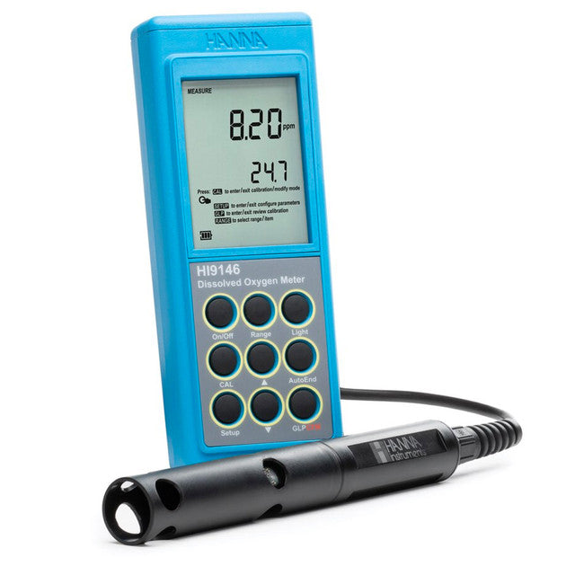 Hanna Instruments HI9146 Portable Dissolved Oxygen Meter – Waterproof, Auto-Calibration, Salinity & Altitude Compensation Portable DO Meter Hanna Instruments