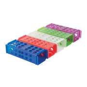 CLINICAL 4-WAY TUBE RACKS Assorted (Blue, Red, White, Green, Purple) Heathrow Scientific
