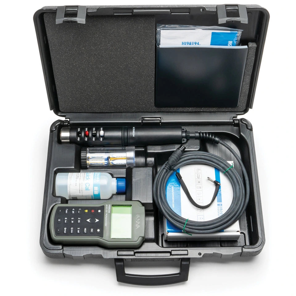 Hanna Instruments HI98194 Multiparameter Waterproof Meter – Measures pH, EC, TDS, Salinity, DO, Pressure, and Temperature Portable Multi-Parameter Meter Hanna Instruments