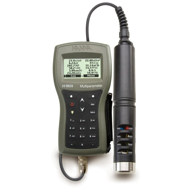 Hanna Instruments HI9829 Multiparameter pH/ISE/EC/DO/Turbidity Waterproof Meter – Optional GPS, Field-Ready with 4m, 10m, 20m Cable Options