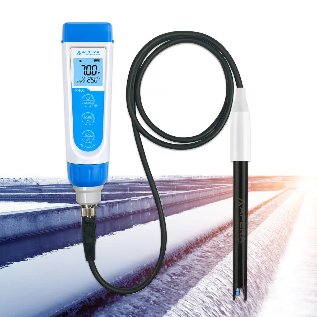 PH60-WW Wastewater pH Tester – Lab-Grade pH for Suspensions, Emulsions & Dirty Liquids with Premium LabSen 335 Electrode pH Meter Kit for Wastewater and Solids-Containing Solutions Apera Instruments