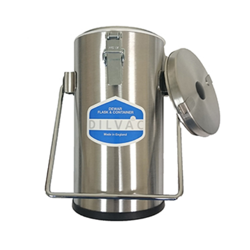 Scilogex DILVAC Stainless Steel Cased Dewar Flasks, lids, with lid-clamps Scilogex