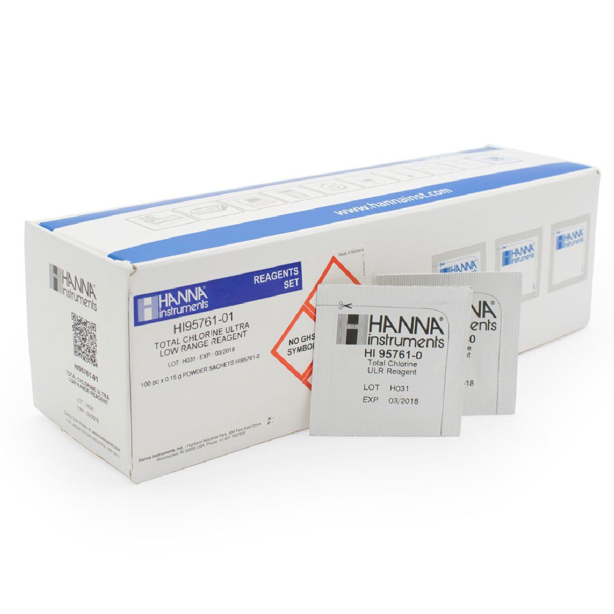 Hanna HI95761 Total Chlorine ULR Reagents, 100 or 300 Tests 100 tests | HI95761-01 Photometer Reagents Hanna Instruments