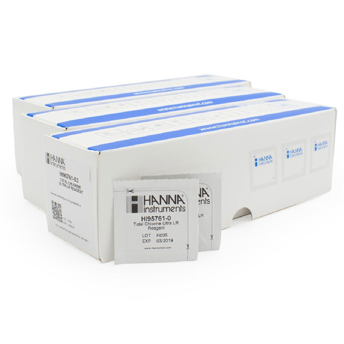 Hanna HI95761 Total Chlorine ULR Reagents, 100 or 300 Tests 300 tests | HI95761-03 Photometer Reagents Hanna Instruments