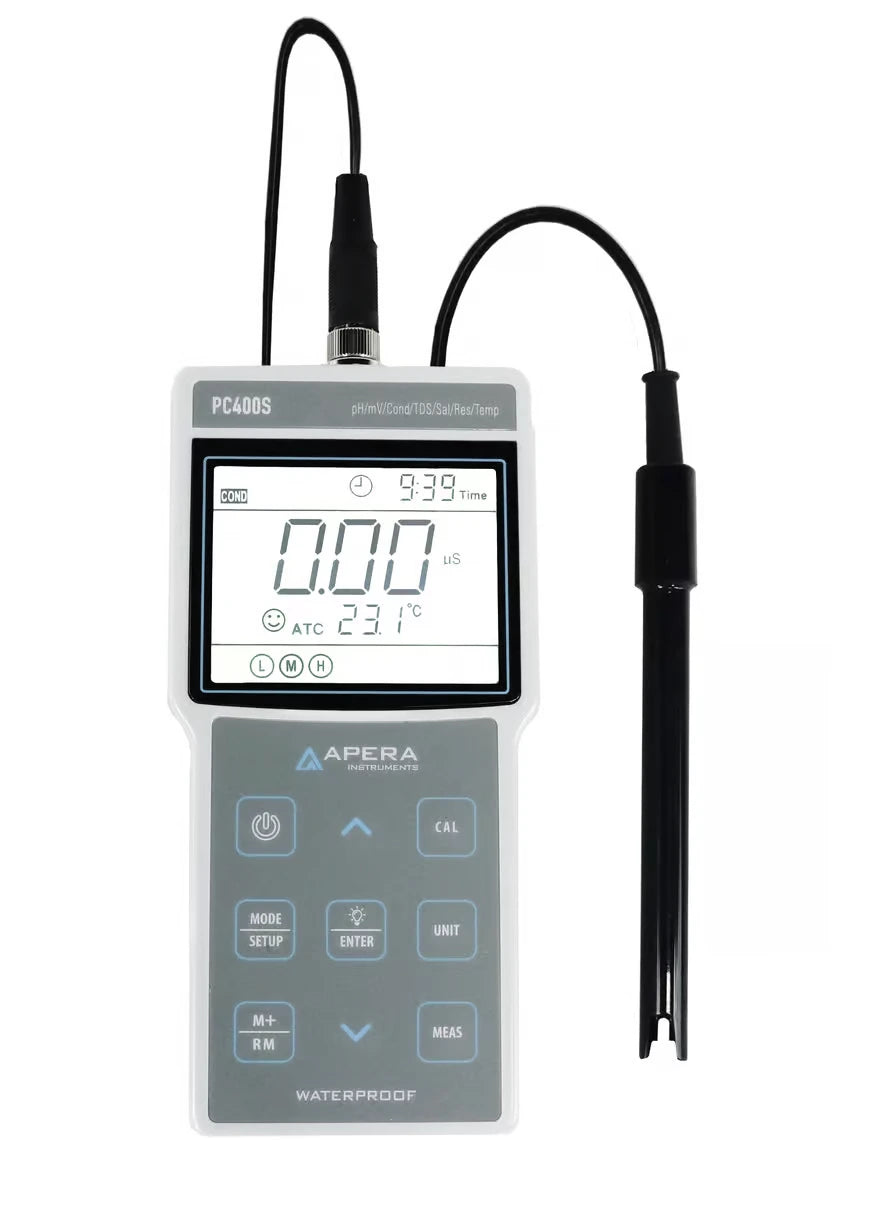 PC400S Portable pH & Conductivity Meter Kit – GLP Data Logging, USB Output & Waterproof Durability
